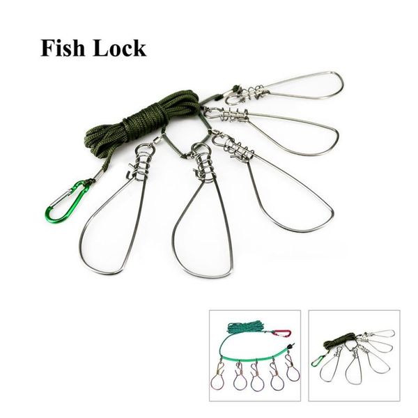 

fishing accessories 5m lock buckle stainless steel live fish belt stringer tackle