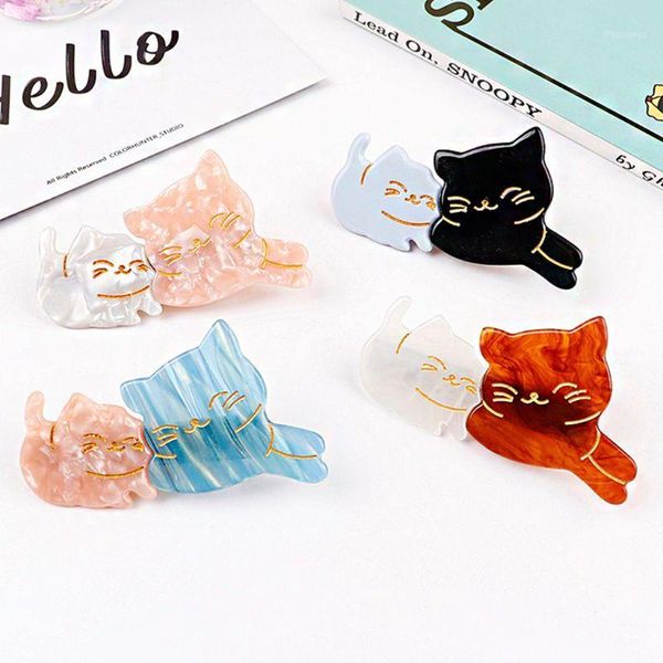 

japanese women girl side bangs decorative hair clip sweet mom kids meow cat acetate alligator hairgrip romantic accessories1