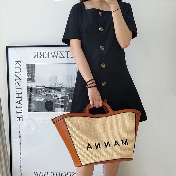 

letter stitching straw woven diagonal bag spring/summer 2021 21ss mini vegetable basket bags trend female handbag designer large tote