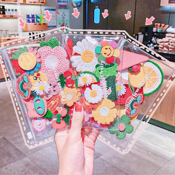 

hair accessories lovely cute knitted cartoon children girls set korean style kids flower daisy headwear ornament, Slivery;white