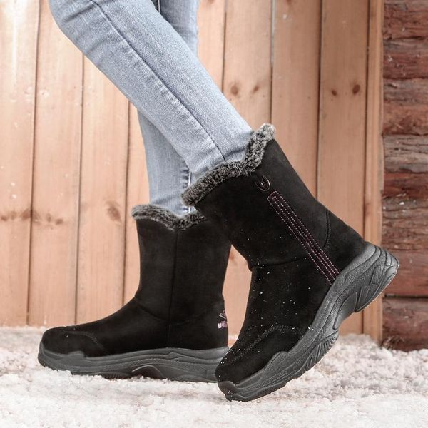 

boots winter women's cotton shoes platform velvet fashion snow, Black