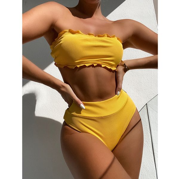 

bandeau bikini women high waist swimsuit 2021 swimwear push up bikini set brazilian bathing suit summer beach wear swimmingin
