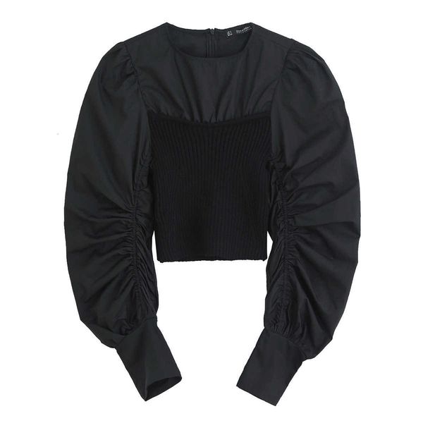 

women's blouses & shirts fhd 306 autumn europe and the united states splicing knit a female of cultivate morality mvpz, White