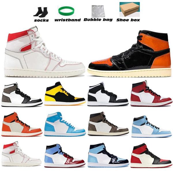 

jumpman1 basketball shoes og high 1s university blue running unc 4 4s hype royal obsidian white cement what the sail guava ice sports mens w, Black