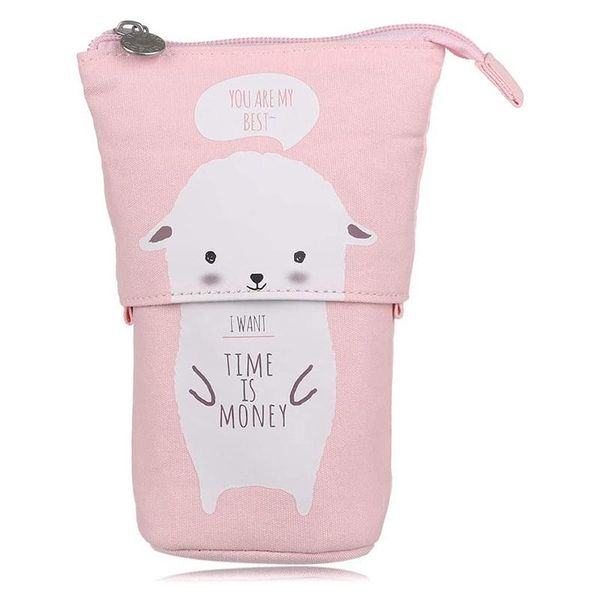

transformer stand store pencil holder cartoon cute cat case organizer pen box,white sheep bags