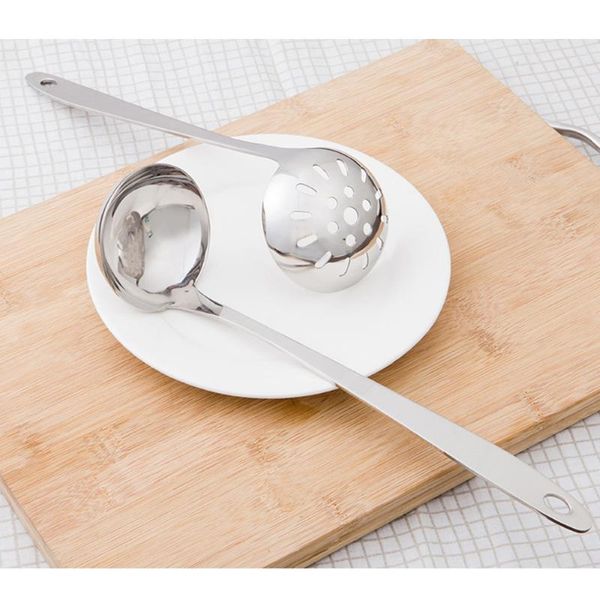 

spoons stainless steel colander soup spoon shell filter dessert long handle strainer skimmer porridge cooking tools dinnerware