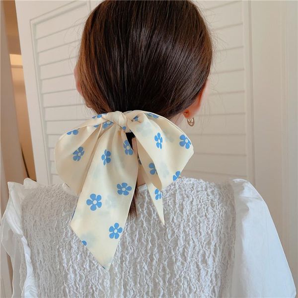 

scarves silk scarf female spring and summer tie-in travel tie hair bag multi-functional headband ribbon fashion fresh, Blue;gray