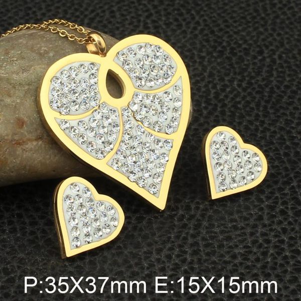 

earrings & necklace gold colors heart style stainless steel jewelry stud sets supernova sales for women sedzcmbc, Silver
