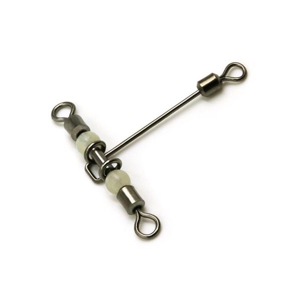

fishing hooks 3 way luminous t-shape cross-line stainless steel rolling swivels with pearl beads outdoor