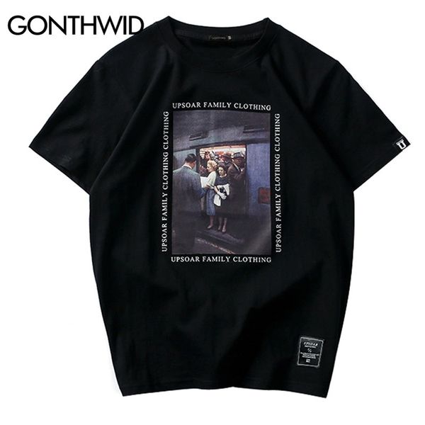 GONTHWID Vintage Malerei Gedruckt T Shirts Männer Sommer Hip Hop Casual Kurzarm Tops Tees Mode Swag T-shirts Streetwear 210324