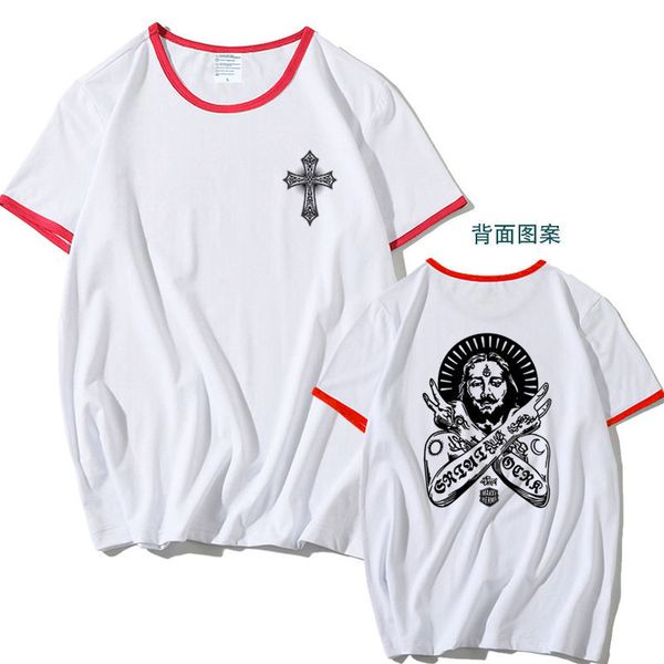 

luxury design crosin cross jesus personalized pattern printing national fashion brand short sleeve tshirt summer clothes for men and women c, White;black