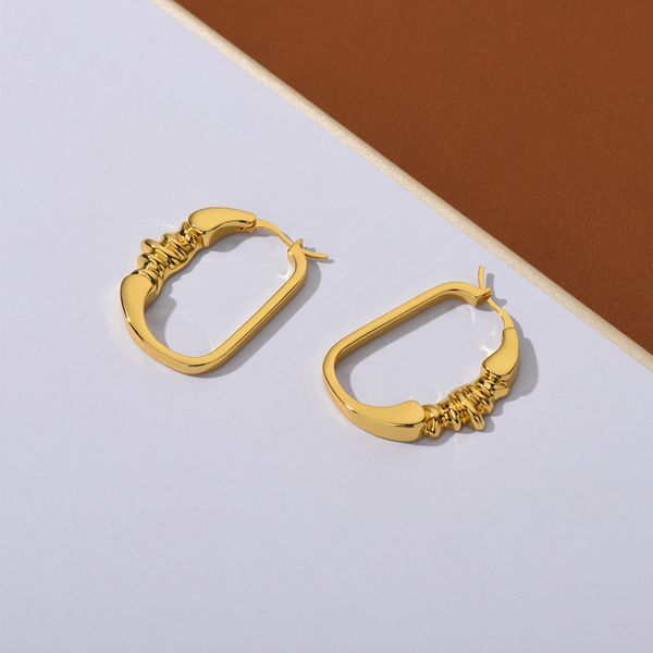 

design jewelry irregular oval gold earrings minimalist geometric rings copper plated 18k gold earrings, Golden