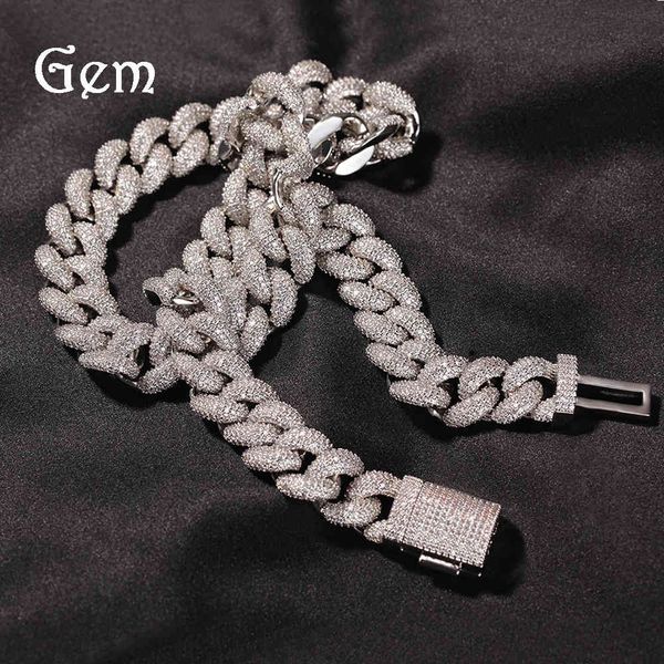 

diamond zircon 18k row jewelry hip hop 14mm cuban necklace for men, Black