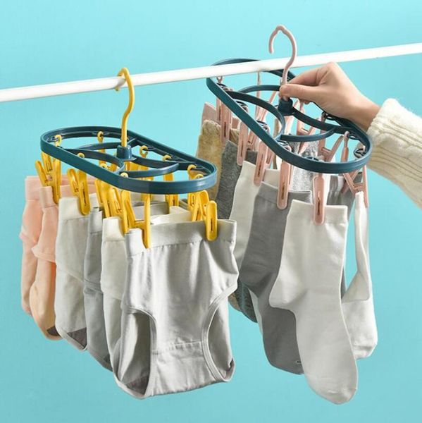

hangers & racks plastic windproof drying rack 12 clips foldable multifunctional dormitory home underwear student socks