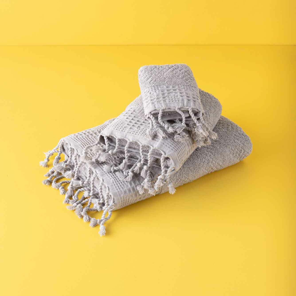 

100% cotton vintage bath towel set gray