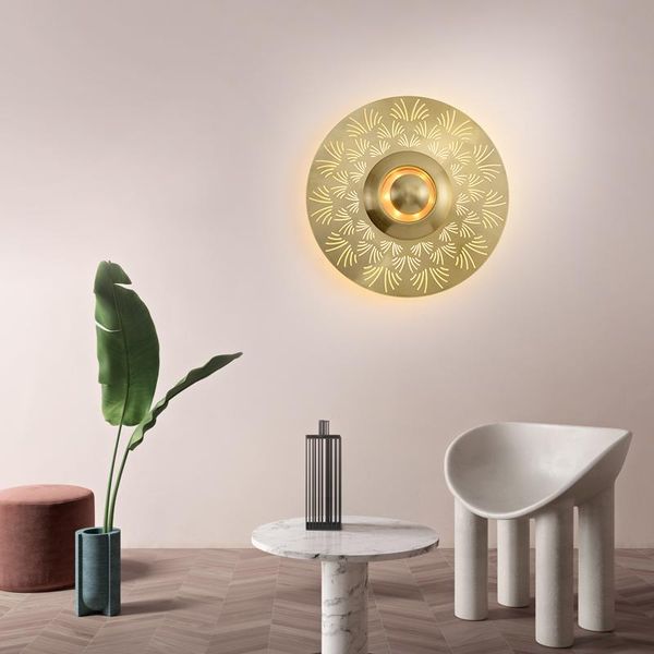 

wall lamp modern bedroom golden led indoor dining room bedside corridor aisle lighting minimalist copper sconce home decor