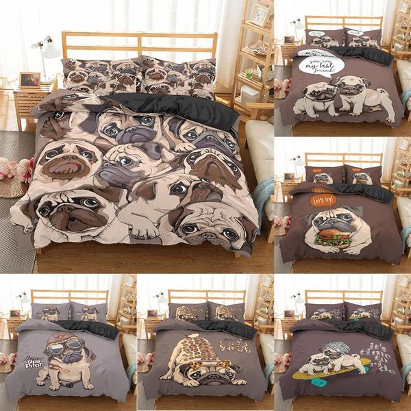 

bedding sets 3d print cartoon pug dog 2/3 pieces bed cover set king  duvet home luxury custom bedspread pillowcase