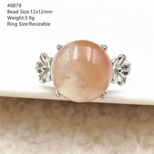 

cluster rings natural cherry agate adjustable ring woman oval sphere ball round 925 sterling silver 14x14mm jewelry crystal, Golden;silver