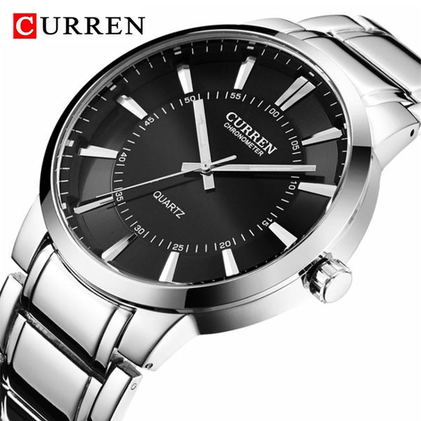 

watch men luxury brand curren quartz sports watches waterproof men full steel army military men's watch relogio masculino x0524, Slivery;brown