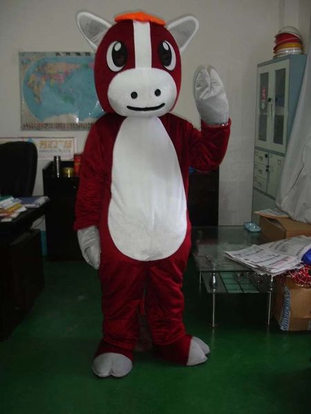 

halloween horse mascot costume animal theme character carnival size fursuit christmas birthday party dress, Red;yellow