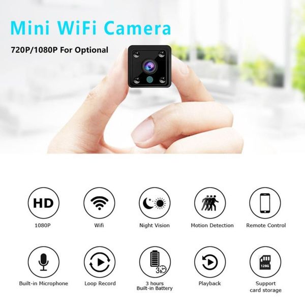 

mini 1080p hd camera 360 degree rotating back clip camcorder night vision wifi remote monitor wireless surveillance ip cam cameras