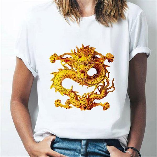 

mighty dragon printed summer women t shirts harajuku tee o neck short sleeved fashion, White