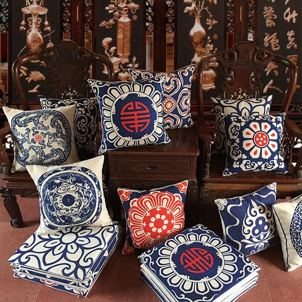 

cushion/decorative pillow classical retro chinese pillowcase cushion cover teahouse el sofa car waist pillowcover cotton linen throw