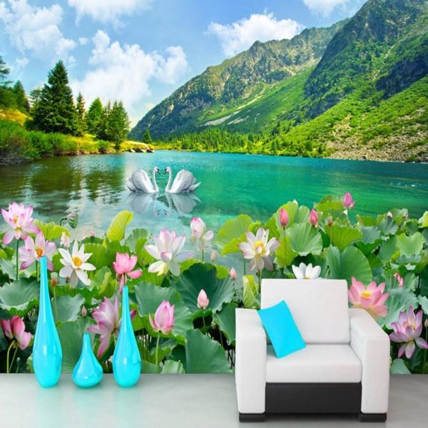 

wallpapers drop fatman flower wallpaper swan lake landscape 3d wall murals living room foto covering papel parede