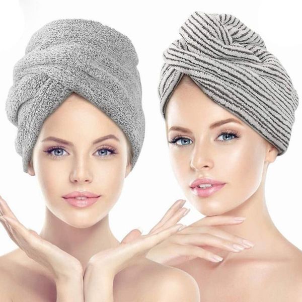 

2pcs ultra plush 10"x24" microfiber hair towel wrap gray ultra absorbent drying cap for drying curly long hair