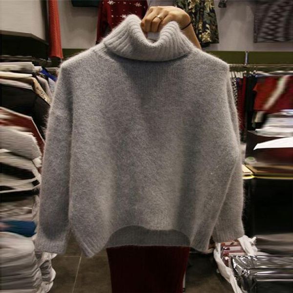 

winter fashion ladies sweater casual women loose solid color warm female women's sweaters, White;black