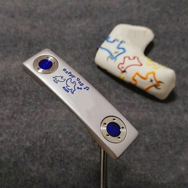 

complete set of clubs golf putter straight black / blue dog men's club thicker grip with logo