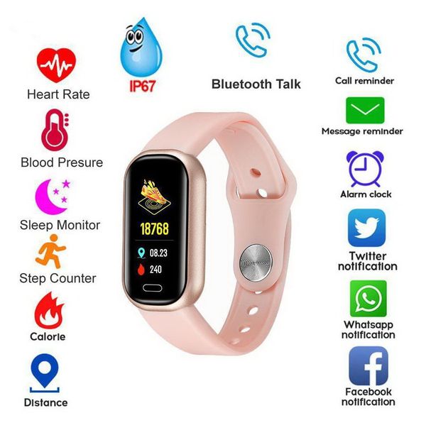 

new smart wristbands color screen activity tracker bluetooth call & music watch heart rate monitor ip67 waterproof smartwatches for iphones