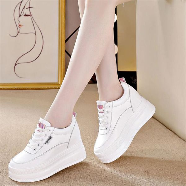 

New Autumn White Hidden Wedge Heels Casual Shoes Woman 9CM Platform Shoes Elevator High-heels Walking Sneakers Women 2021, Pink