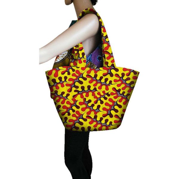 

ethnic clothing african print bag with lining wax cotton lady large capacity travel beach shoulder bags marching dashiki dresses for women s, Red