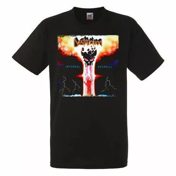 

destruction infernal overkill black mens t-shirt men rock band tee shirt, White;black