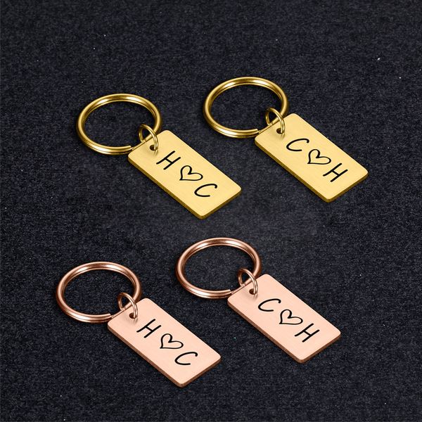 

10Pieces/Lot Personalized Couple Name Keychain Engraved Name Love Keyring Gift for Couples Girlfriend Boyfriends Key Chain Gift for Husband
