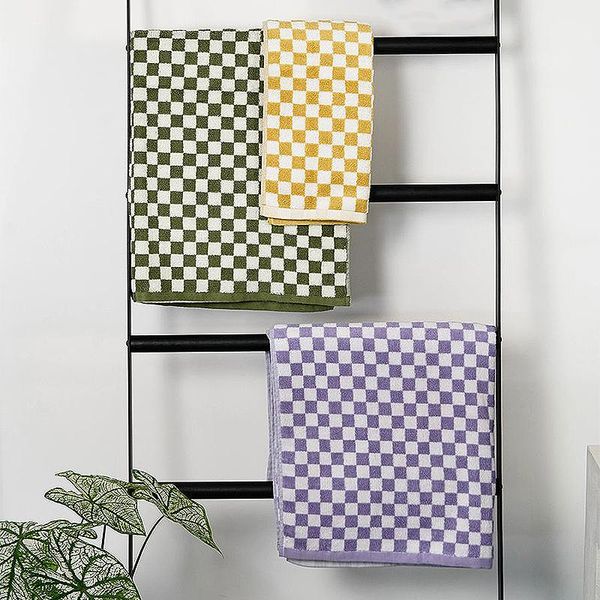 

towel retro checkerboard plaid absorbent face/bath soft bathroom towels striped washcloth for home el