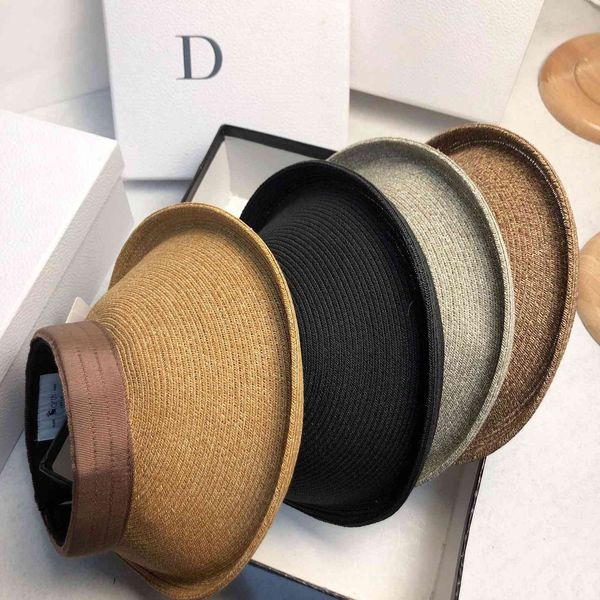 

signature thin braided hollow cap for summer outing, Black;white