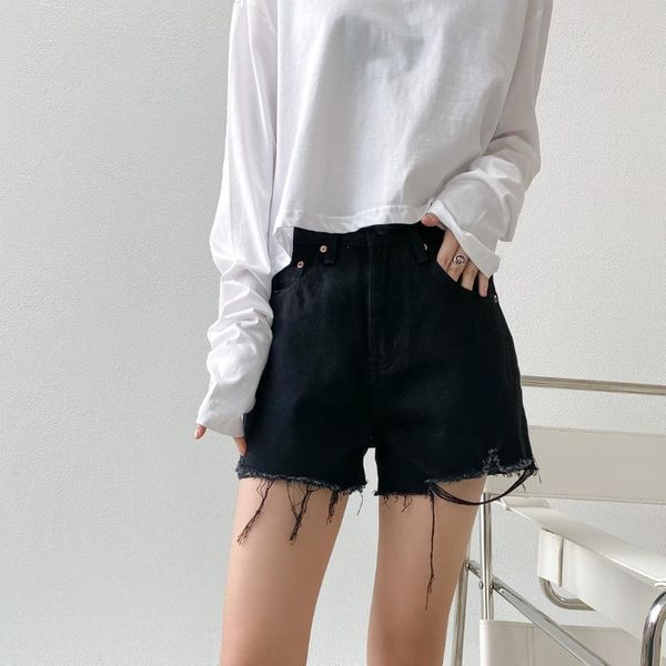 

women's jeans summer design wind waist embroidery edge denim shorts pants, Blue