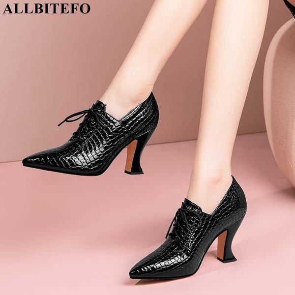 

allbitefo pu leather+snake skin brand high heels party women shoes autumn/spring women high heels shoes high heel shoes 210611, Black