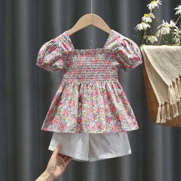 

clothing sets toddler 2021 summer kids clothes floral & shorts 2 pieces short sleeve children for 18m-8 years, White