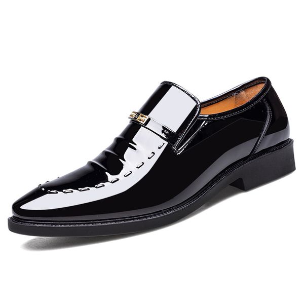 

spring autumn simple large size mens dress shoes luxury cozy waterproof wearable slip on pointed toe shoes business shoes men, Black