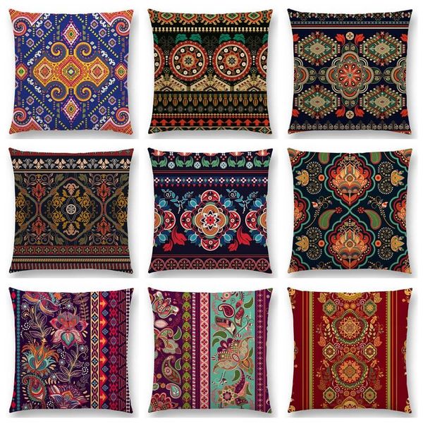

cushion/decorative pillow paisley mandala decorative pattern flower plants national tribe geometry stripe mosaic arab cushion cover colorful