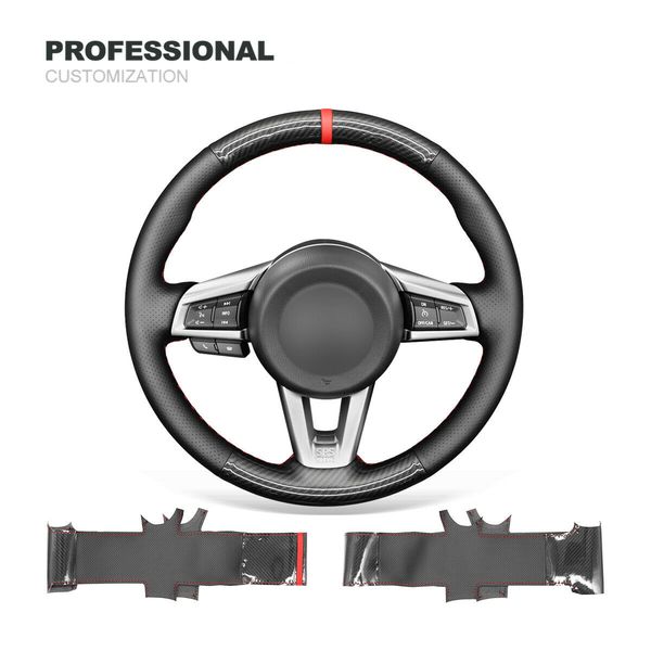 

car steering wheel cover warp for mazda mx-5 non-slip durable perforated leather pu carbon fiber
