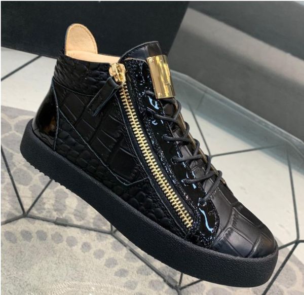 

giuseppe casual shoes real leather sneakers men shoes chaussures de designer loafers martin frankie the crocodile grain diamond a2, Black