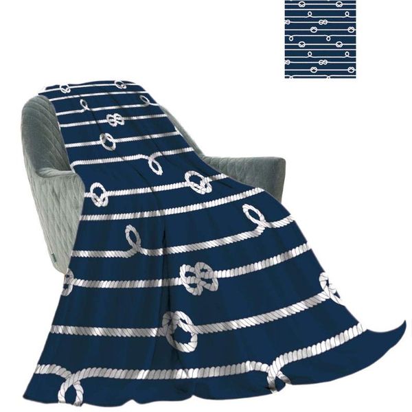

blankets rope decor thermal flannel blanket navy and white ropes with marine knots artwork soft all season for couch bed sofa