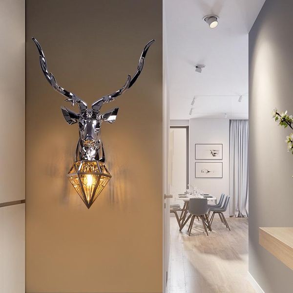 

wall lamp modern resin antler led vintage lights deer living room bedroom bedside sconce indoor lighting fixture
