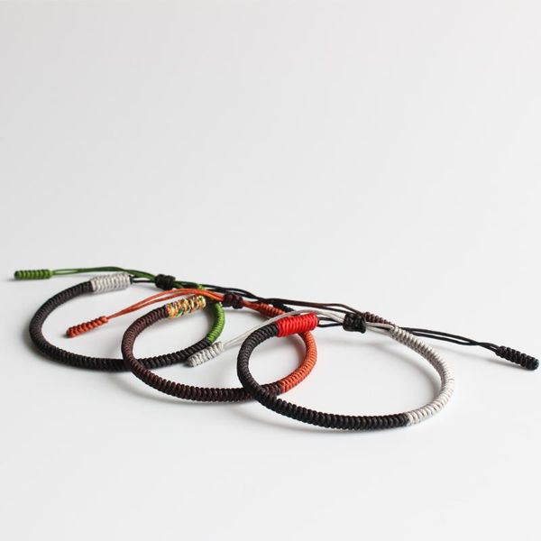 

link, chain tibetan buddhist handbraided knots lucky rope bracelet monks blessed jewelry one heart to the buddha-traditional & zen dharma, Black