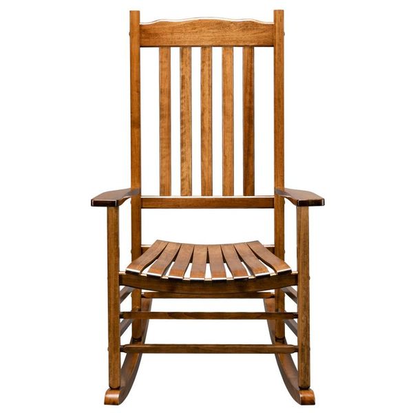 

camp furniture wooden rocking chair square wavy backboard outdoor for garden and backyard original color