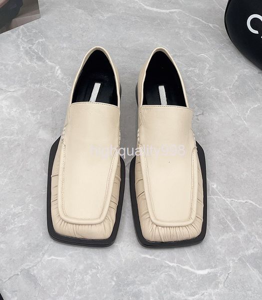 

dress shoes square head pleated lefu shoes women's sheepskin very simple spring flat sole single ashigo same fashion casual small leath, Black